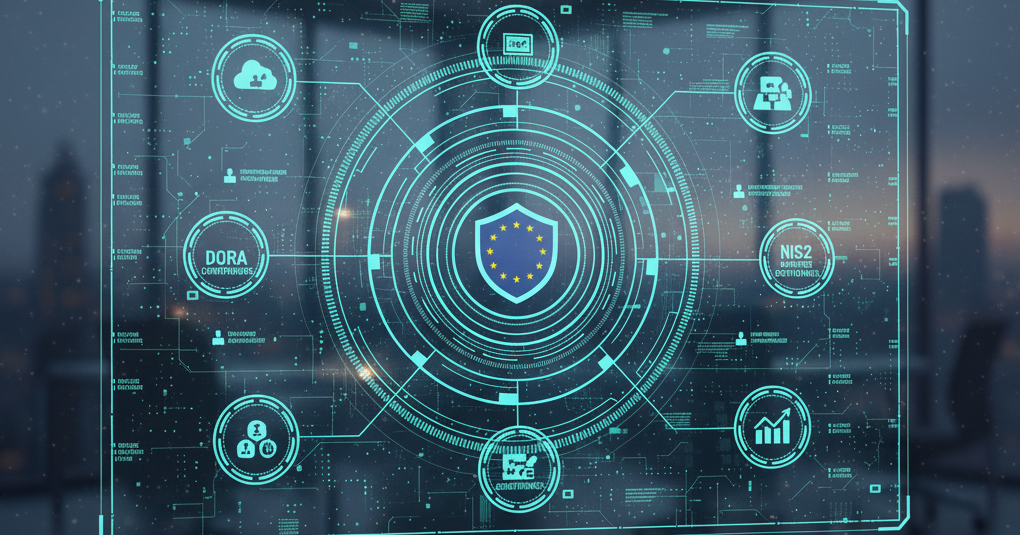 Map of Europe with secure network connections